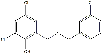 2,4-dichloro-6-({[1-(3-chlorophenyl)ethyl]amino}methyl)phenol Struktur