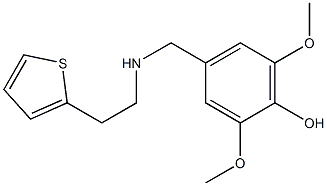 2,6-dimethoxy-4-({[2-(thiophen-2-yl)ethyl]amino}methyl)phenol Struktur