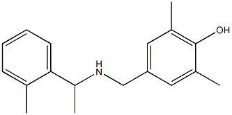 2,6-dimethyl-4-({[1-(2-methylphenyl)ethyl]amino}methyl)phenol Struktur