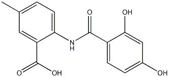 2-[(2,4-dihydroxybenzene)amido]-5-methylbenzoic acid Struktur