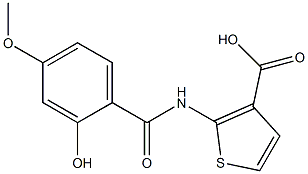 2-[(2-hydroxy-4-methoxybenzene)amido]thiophene-3-carboxylic acid Struktur