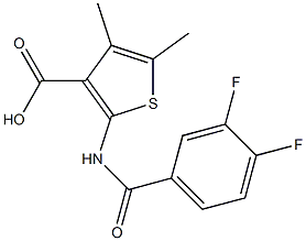 2-[(3,4-difluorobenzene)amido]-4,5-dimethylthiophene-3-carboxylic acid Struktur