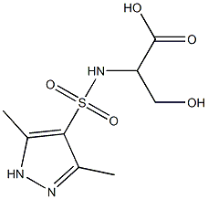 2-[(3,5-dimethyl-1H-pyrazole-4-)sulfonamido]-3-hydroxypropanoic acid Struktur