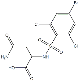 2-[(4-bromo-2,6-dichlorobenzene)sulfonamido]-3-carbamoylpropanoic acid Struktur