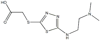 2-[(5-{[2-(dimethylamino)ethyl]amino}-1,3,4-thiadiazol-2-yl)sulfanyl]acetic acid Struktur