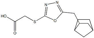 2-[(5-{bicyclo[2.2.1]heptan-2-ylmethyl}-1,3,4-oxadiazol-2-yl)sulfanyl]acetic acid Struktur