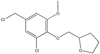 2-[2-chloro-4-(chloromethyl)-6-methoxyphenoxymethyl]oxolane Struktur