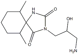 3-(3-amino-2-hydroxypropyl)-6,10-dimethyl-1,3-diazaspiro[4.5]decane-2,4-dione Struktur