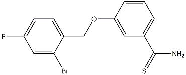 3-[(2-bromo-4-fluorobenzyl)oxy]benzenecarbothioamide Struktur