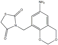 3-[(6-amino-2,4-dihydro-1,3-benzodioxin-8-yl)methyl]-1,3-thiazolidine-2,4-dione Struktur