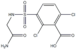 3-[(carbamoylmethyl)sulfamoyl]-2,6-dichlorobenzoic acid Struktur