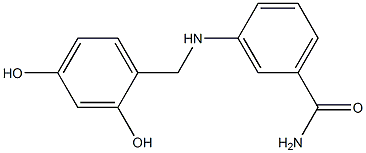 3-{[(2,4-dihydroxyphenyl)methyl]amino}benzamide Struktur