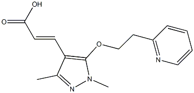 3-{1,3-dimethyl-5-[2-(pyridin-2-yl)ethoxy]-1H-pyrazol-4-yl}prop-2-enoic acid Struktur