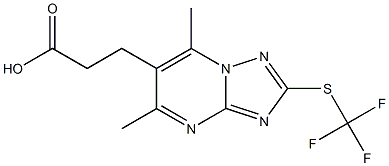 3-{5,7-dimethyl-2-[(trifluoromethyl)thio][1,2,4]triazolo[1,5-a]pyrimidin-6-yl}propanoic acid Struktur