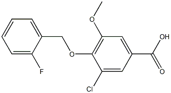 3-chloro-4-[(2-fluorophenyl)methoxy]-5-methoxybenzoic acid Struktur