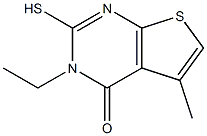 3-ethyl-2-mercapto-5-methylthieno[2,3-d]pyrimidin-4(3H)-one Struktur