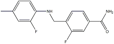 3-fluoro-4-{[(2-fluoro-4-methylphenyl)amino]methyl}benzamide Struktur