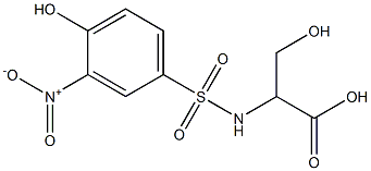 3-hydroxy-2-[(4-hydroxy-3-nitrobenzene)sulfonamido]propanoic acid Struktur