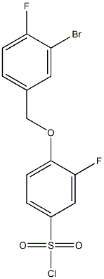 4-[(3-bromo-4-fluorophenyl)methoxy]-3-fluorobenzene-1-sulfonyl chloride Struktur