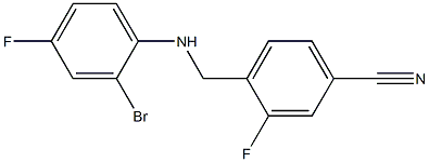 4-{[(2-bromo-4-fluorophenyl)amino]methyl}-3-fluorobenzonitrile Struktur