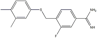 4-{[(3,4-dimethylphenyl)sulfanyl]methyl}-3-fluorobenzene-1-carboximidamide Struktur