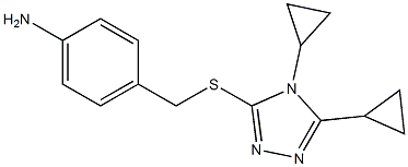 4-{[(4,5-dicyclopropyl-4H-1,2,4-triazol-3-yl)sulfanyl]methyl}aniline Struktur