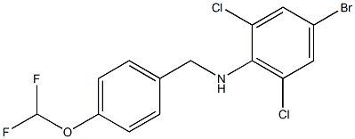 4-bromo-2,6-dichloro-N-{[4-(difluoromethoxy)phenyl]methyl}aniline Struktur