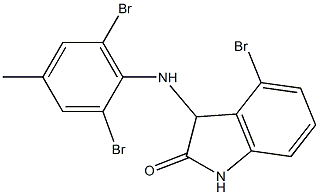 4-bromo-3-[(2,6-dibromo-4-methylphenyl)amino]-2,3-dihydro-1H-indol-2-one Struktur