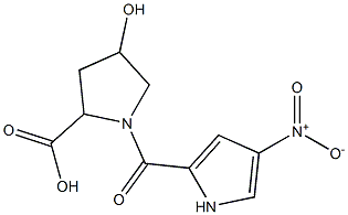 4-hydroxy-1-[(4-nitro-1H-pyrrol-2-yl)carbonyl]pyrrolidine-2-carboxylic acid Struktur