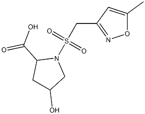 4-hydroxy-1-{[(5-methyl-1,2-oxazol-3-yl)methane]sulfonyl}pyrrolidine-2-carboxylic acid Struktur