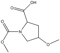 4-methoxy-1-(methoxycarbonyl)pyrrolidine-2-carboxylic acid Struktur