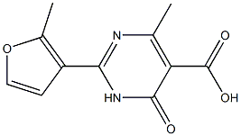 4-methyl-2-(2-methyl-3-furyl)-6-oxo-1,6-dihydropyrimidine-5-carboxylic acid Struktur