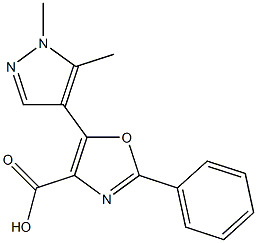 5-(1,5-dimethyl-1H-pyrazol-4-yl)-2-phenyl-1,3-oxazole-4-carboxylic acid Struktur