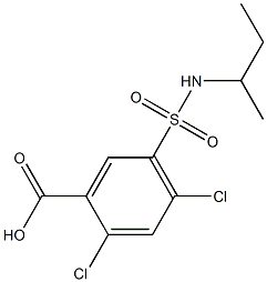 5-(butan-2-ylsulfamoyl)-2,4-dichlorobenzoic acid Struktur