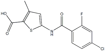 5-[(4-chloro-2-fluorobenzene)amido]-3-methylthiophene-2-carboxylic acid Struktur