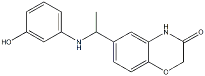 6-{1-[(3-hydroxyphenyl)amino]ethyl}-3,4-dihydro-2H-1,4-benzoxazin-3-one Struktur