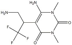 6-amino-5-[1-(aminomethyl)-2,2,2-trifluoroethyl]-1,3-dimethylpyrimidine-2,4(1H,3H)-dione Struktur