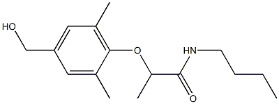 N-butyl-2-[4-(hydroxymethyl)-2,6-dimethylphenoxy]propanamide Struktur