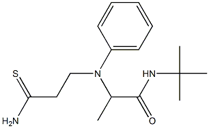 N-tert-butyl-2-[(2-carbamothioylethyl)(phenyl)amino]propanamide Struktur