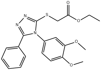 Acetic  acid,  2-[[4-(3,4-dimethoxyphenyl)-5-phenyl-4H-1,2,4-triazol-3-yl]thio]-,  ethyl  ester Struktur