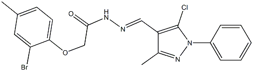 2-(2-bromo-4-methylphenoxy)-N'-[(5-chloro-3-methyl-1-phenyl-1H-pyrazol-4-yl)methylene]acetohydrazide Struktur