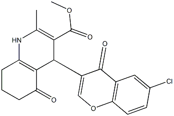 methyl 4-(6-chloro-4-oxo-4H-chromen-3-yl)-2-methyl-5-oxo-1,4,5,6,7,8-hexahydro-3-quinolinecarboxylate Struktur