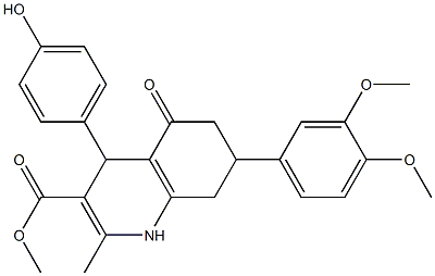 methyl 7-(3,4-dimethoxyphenyl)-4-(4-hydroxyphenyl)-2-methyl-5-oxo-1,4,5,6,7,8-hexahydro-3-quinolinecarboxylate Struktur