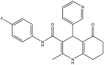 N-(4-fluorophenyl)-2-methyl-5-oxo-4-(3-pyridinyl)-1,4,5,6,7,8-hexahydro-3-quinolinecarboxamide Struktur