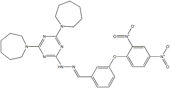 3-{2,4-bisnitrophenoxy}benzaldehyde [4,6-di(1-azepanyl)-1,3,5-triazin-2-yl]hydrazone Struktur