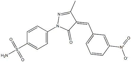 4-(4-{3-nitrobenzylidene}-3-methyl-5-oxo-4,5-dihydro-1H-pyrazol-1-yl)benzenesulfonamide Struktur