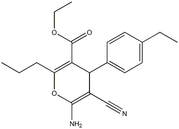 ethyl 6-amino-5-cyano-4-(4-ethylphenyl)-2-propyl-4H-pyran-3-carboxylate Struktur