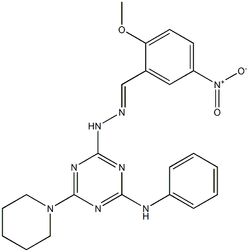 5-nitro-2-methoxybenzaldehyde [4-anilino-6-(1-piperidinyl)-1,3,5-triazin-2-yl]hydrazone Struktur