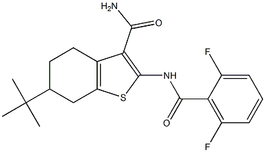 6-tert-butyl-2-[(2,6-difluorobenzoyl)amino]-4,5,6,7-tetrahydro-1-benzothiophene-3-carboxamide Struktur