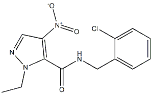 N-(2-chlorobenzyl)-1-ethyl-4-nitro-1H-pyrazole-5-carboxamide Struktur